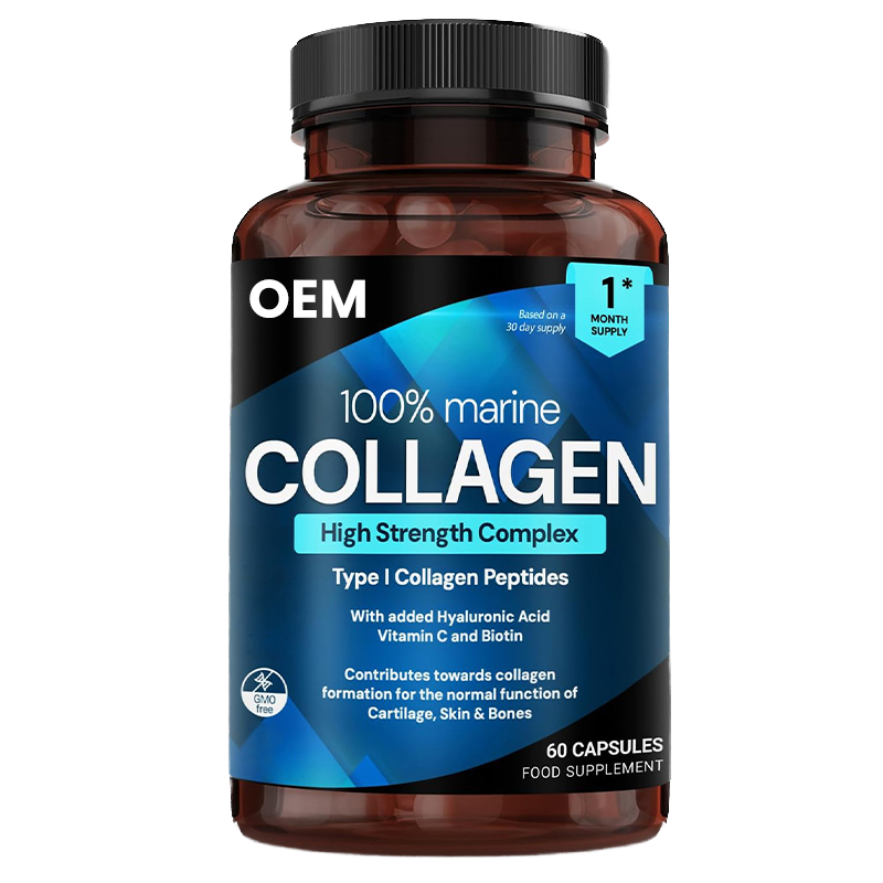 OEM 100% Marine Collagen Peptide Capsules Hyaluronic Acid Vitamin C Biotin-High Concentration Antioxidant Benefits for Adult Use