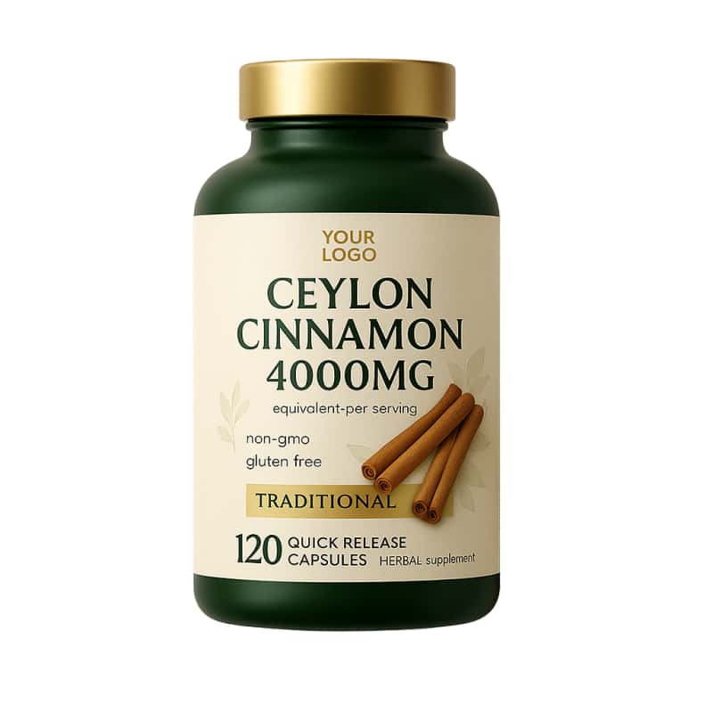 OEM Adult Ceylon Cinnamon Capsules 4000mg with Antioxidant Benefits Supports Energy 18 Months Shelf Life